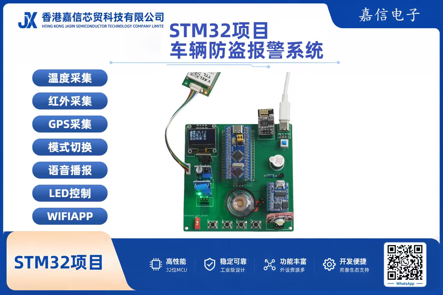 STM32車輛防盜報警系統｜溫度・碰撞・人體偵測・GPS定位・語音・WiFi APP