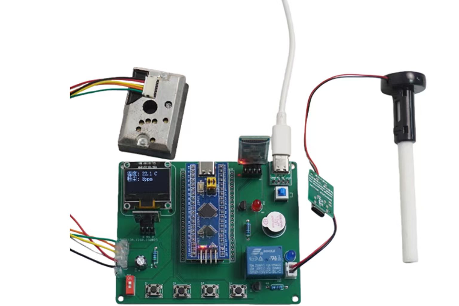 STM32礦井環境監測系統（溫度／PM2.5）含藍牙遠端控制