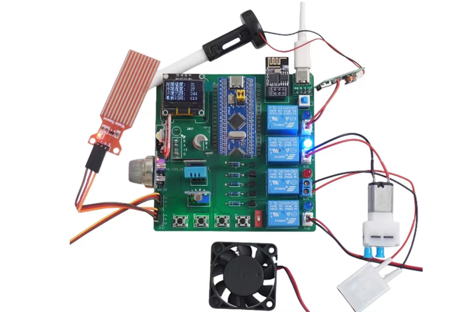 STM32家禽養殖環境監測系統（溫濕度／CO₂／氨氣／光照／水位）含WiFi遠端控制